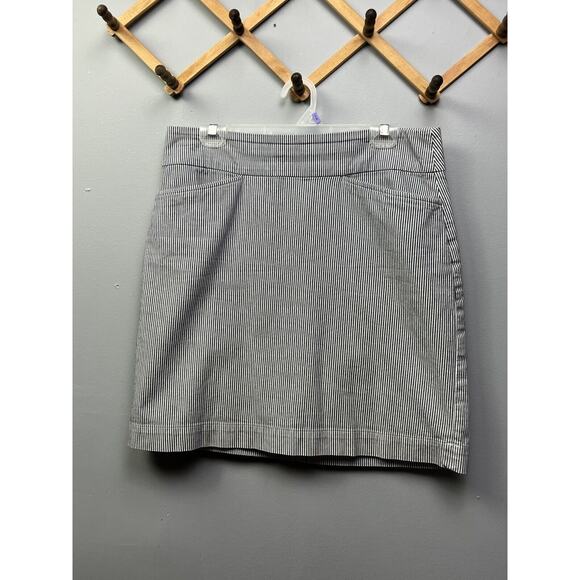 Talbots‎ Skirt Womens 8 Gray White Striped Stretch Career Classic Pockets - Picture 1 of 6